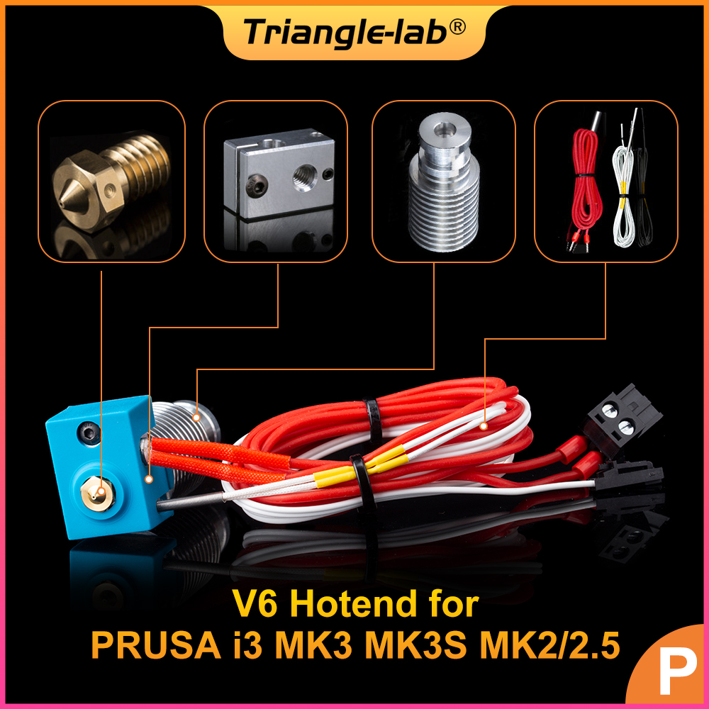 Trianglelab V6 Hotend vormontierte Einheit für PRUSA i3 MK3 MK3S MK2/2.5 v6 Kühlkörperdüse 3D-Drucker