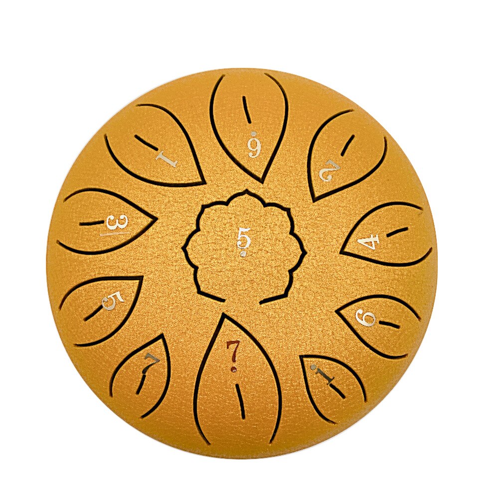 6 inch Steel Tongue Drum 11 Tune Notes Percussion Musical Instrument Hand Pan Tank Drum with Bag Drumsticks Sticker Instruments: Golden