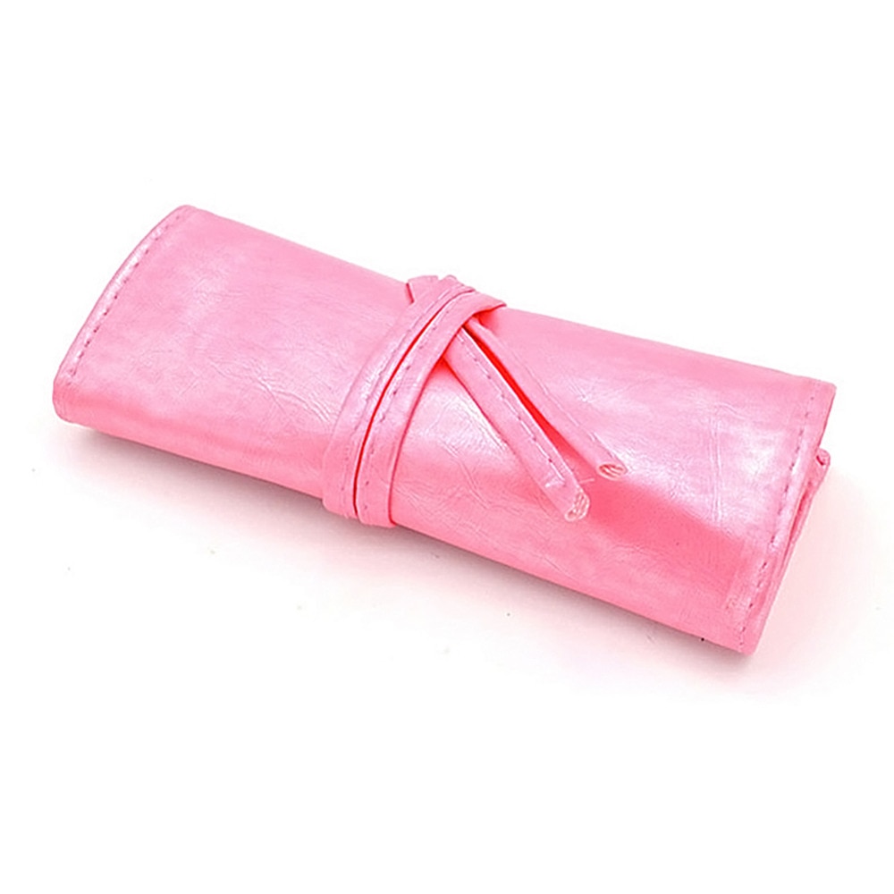 1pc Wrap Roll Up Pen Makeup Brushes Case Holder Cosmetic Brushes Belt Strap Pouch PU Leather Srorage Bag Beauty Makeup Tool