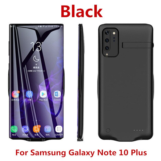 Funda de carga de batería portátil de 6800mAh para Samsung Galaxy Note 10 Plus, funda de batería para Samsung Note 10, funda de cargador: Black For 10 Plus