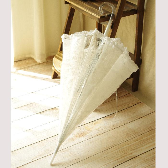 Parapluie en dentelle blanche à Long manche | Parapluie en forme de champignon, parapluie mignon princesse de mariage, parapluie dôme Transparent en dentelle