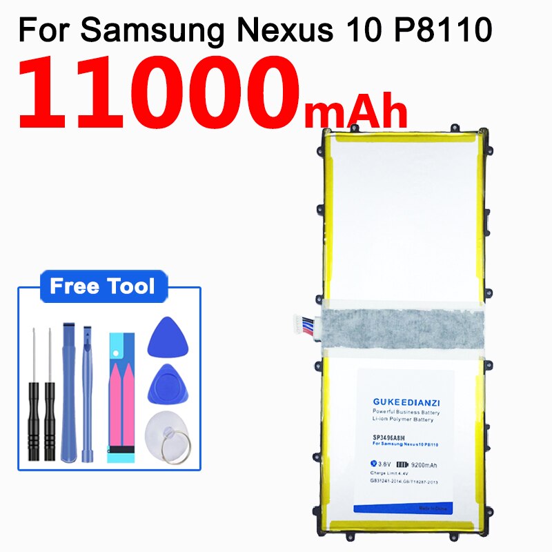 GUKEEDIANZI Replacement Battery SP3496A8H For Samsung Google Nexus 10 GT-P8110 HA32ARB Authentic Tablet Battery 11000mAh