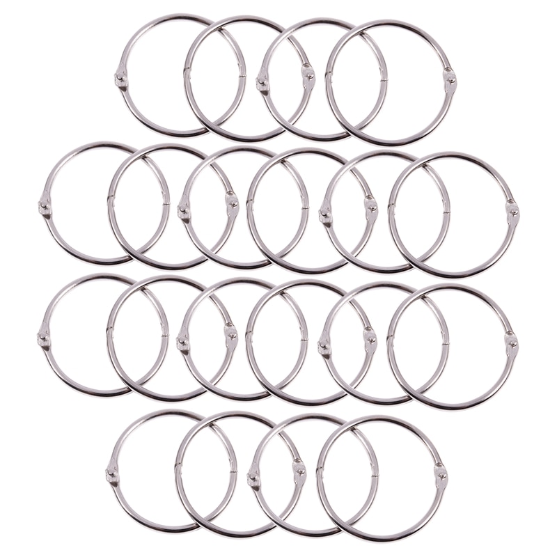 20 piezas papelería grapa metálica Carpeta de libros hoja suelta Snap llaveros de anillos