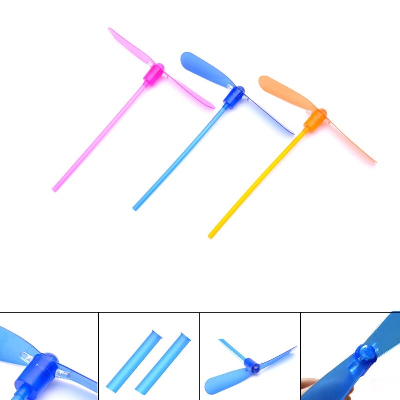 LED-Blitz Kunststoff Bambus Libelle Propeller freundlicher Ich bin Freien Hand Drücken Spielzeug B2QD