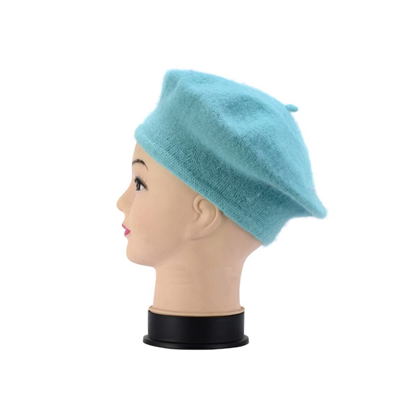 Fransk stil vintage baby kid piger uld blød vinter varm almindelig baret hue hatbd 0039: Blå