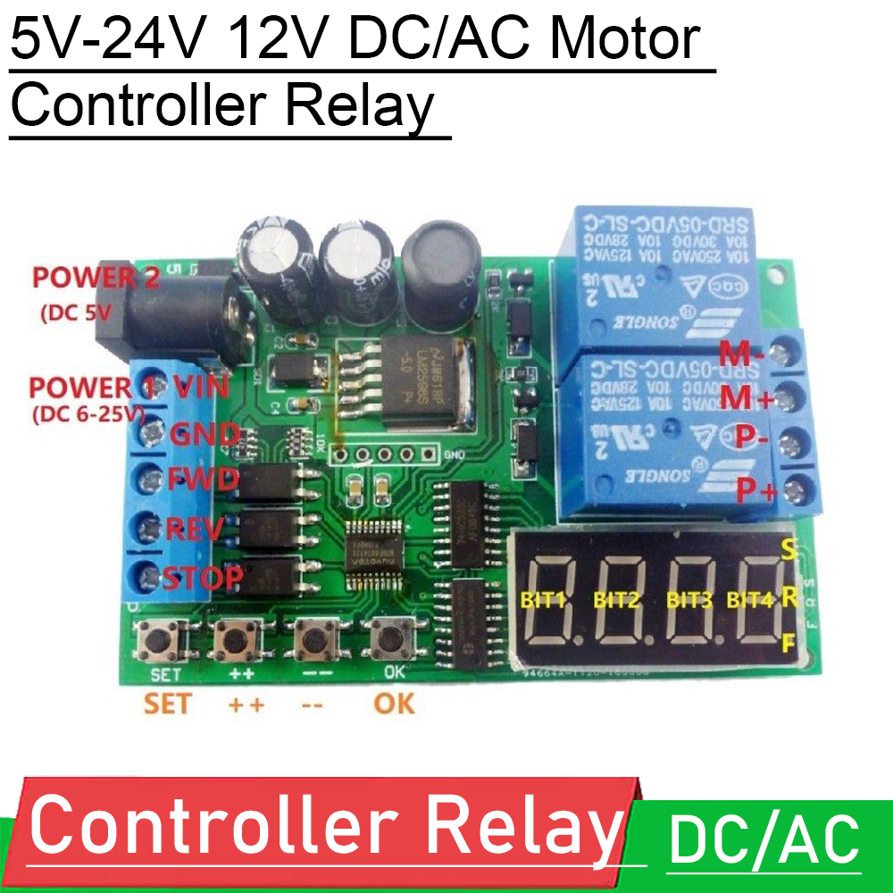 5v-24v 12v dc/ac motor forward reverse controller relais control board automatische timing vertraging cyclus limiet start stop schakelaar