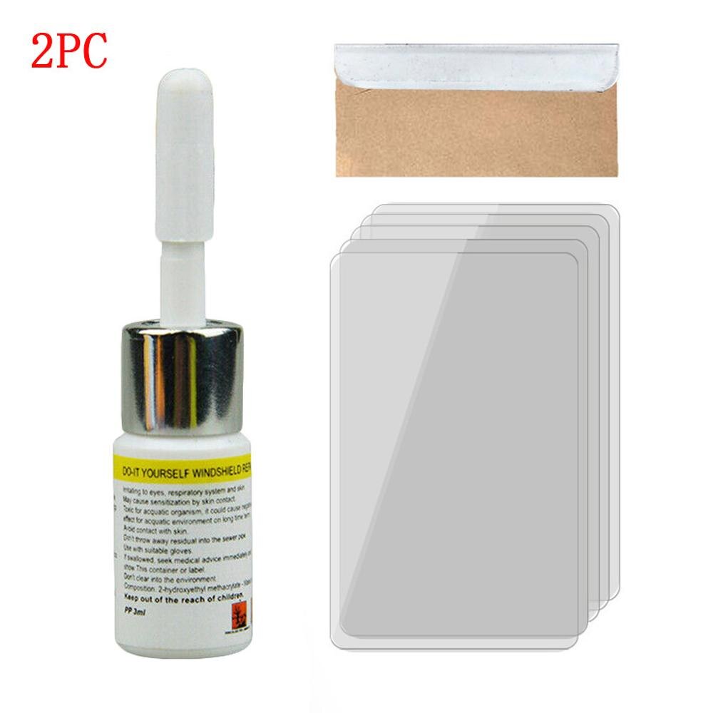 2pcs Automotive Glass Nano Repair Fluid Car Window Glass Crack Chip Repair Tool Kit: D