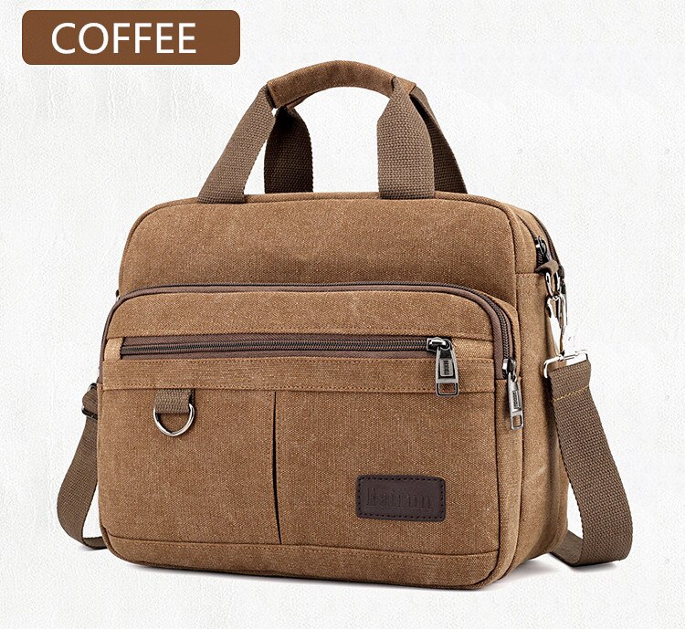 Canvas Heren Schoudertas Vintage Crossbody Messenger Bags Casual Business Man Reistassen Mode Vrouwen Grote Capaciteit Handtassen: Coffee