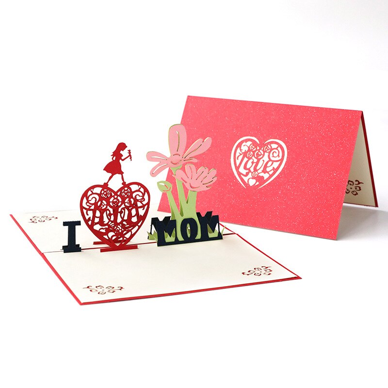 Pop-Up Flower Card Flora 3D Greeting Card for Birthday Mothers Father's Day Graduation Wedding Anniversary Get Well Sympathy: i love mom