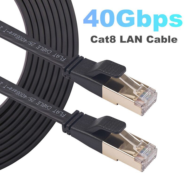 SFTP 40Gbps Cat8 Ethernet Cable Network LAN Patch Cord Gold Plated RJ45 Connector Cat 8 Flat Wire for Router Modem Computer PC