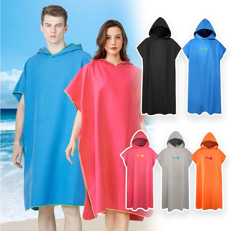 Toalha de microfibra com capuz, masculina e feminina, secagem rápida, natação, praia, viagem, roupão de banho, poncho de surf, sauna, acessório de jogo