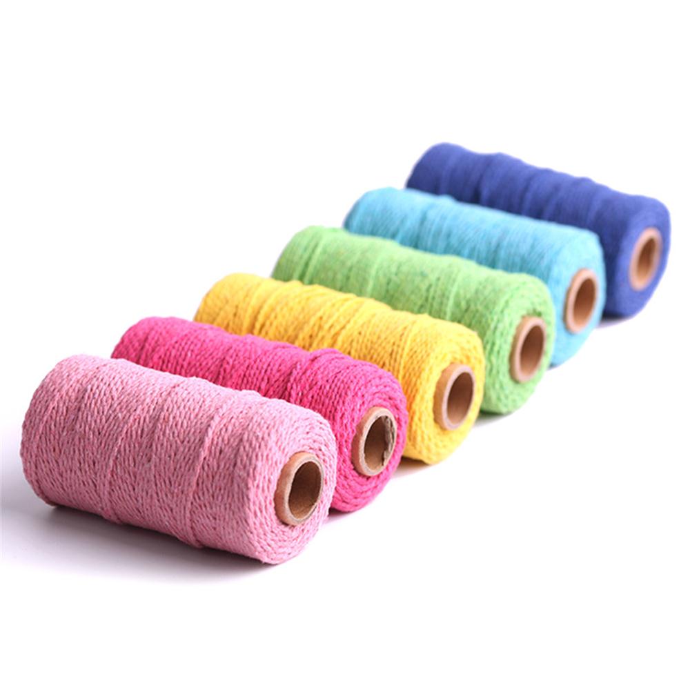 2mm 100M Colorful Thread Cord 100% Cotton Twisted Craft Macrame String DIY Home Textile Wedding Decoration Accessories