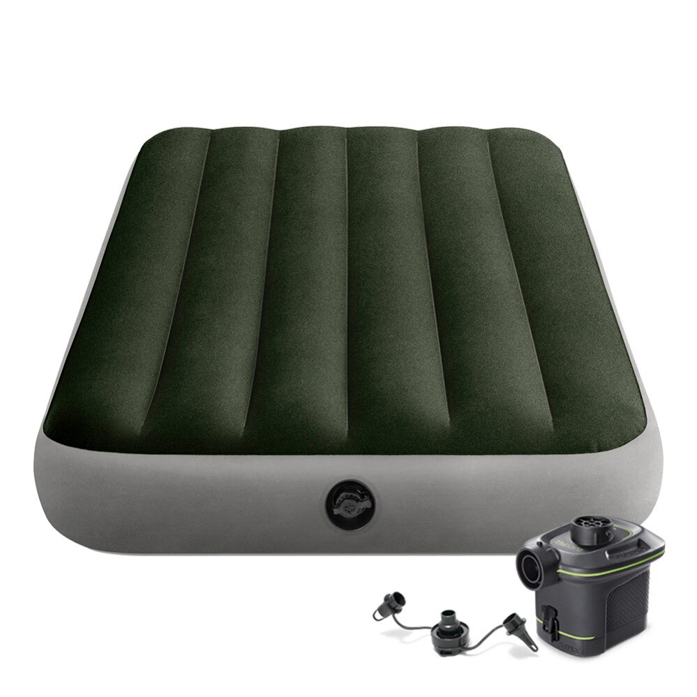 Colchón hinchable individual con hinchador y Fiber-Tech INTEX