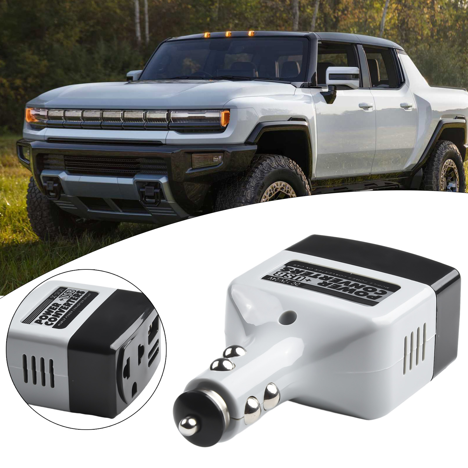 Power Inverter 12V 24V DC To 220V AC Converter Dual USB Port Car Charger With Plug Outlet Adapter For Vehicle Road Trip