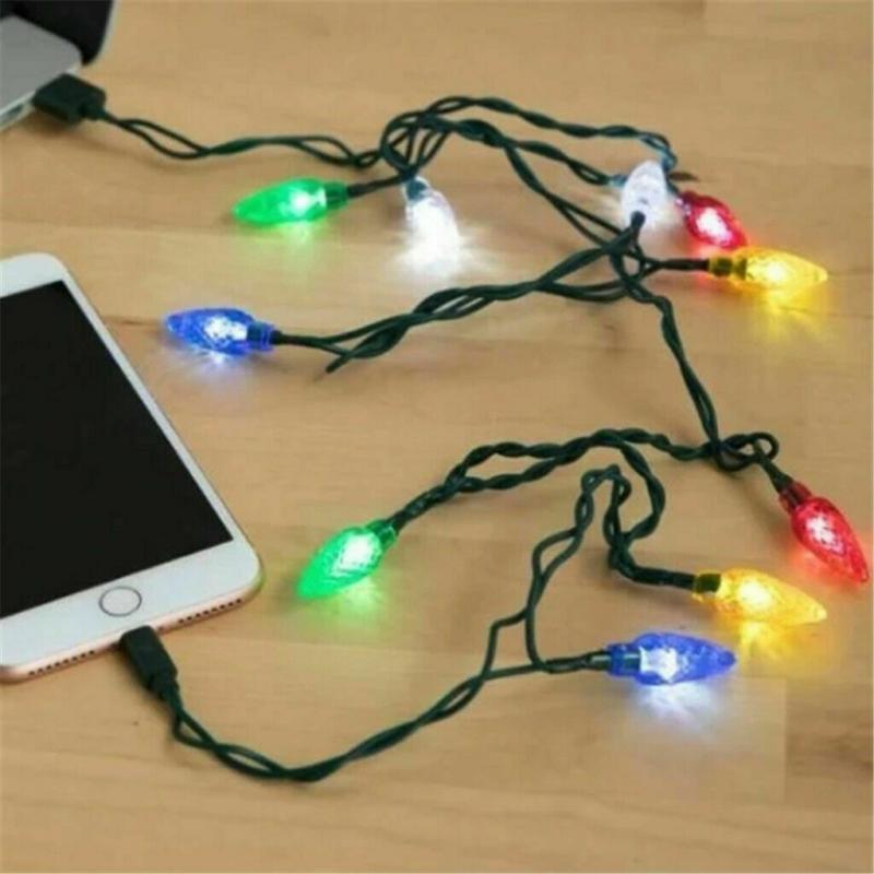 Cable USB Led para iluminación de Iphone, Cable de carga Dci para luz de Feliz Navidad, Android, novedad de ,
