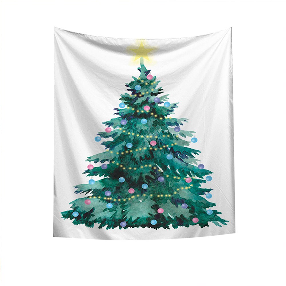 Neue Jahr Wandbehang Tapisserie, Frohe Weihnachten Baum Rentier Schneeflocke Wald Wandteppich für Schlafzimmer, Wohnzimmer, Wohnheim: 4