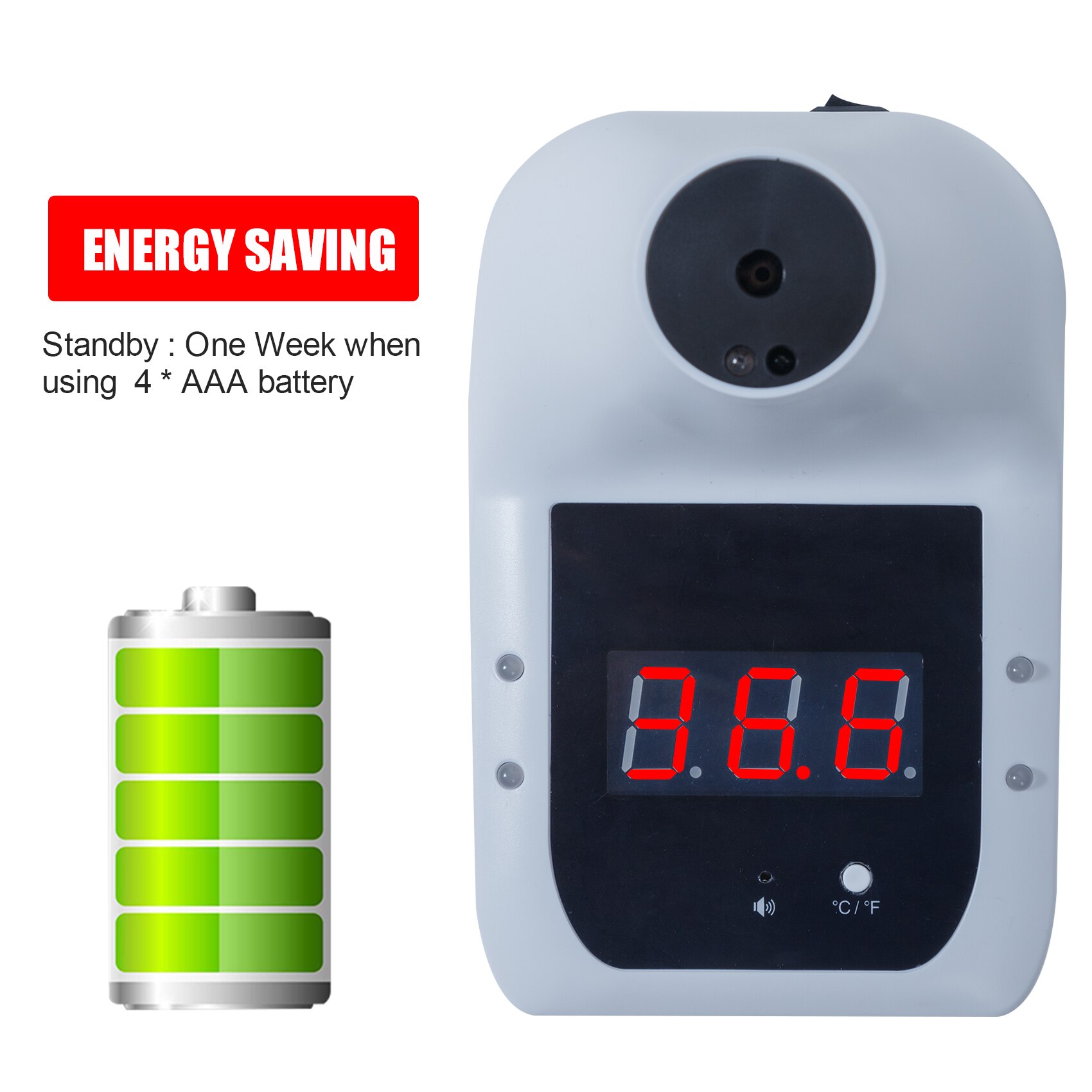 Non-Contact Digitale Infrarood Voorhoofd Thermometer Muur Gemonteerde Self-Service 0.5S Snelle Test Met Alarm Lcd display