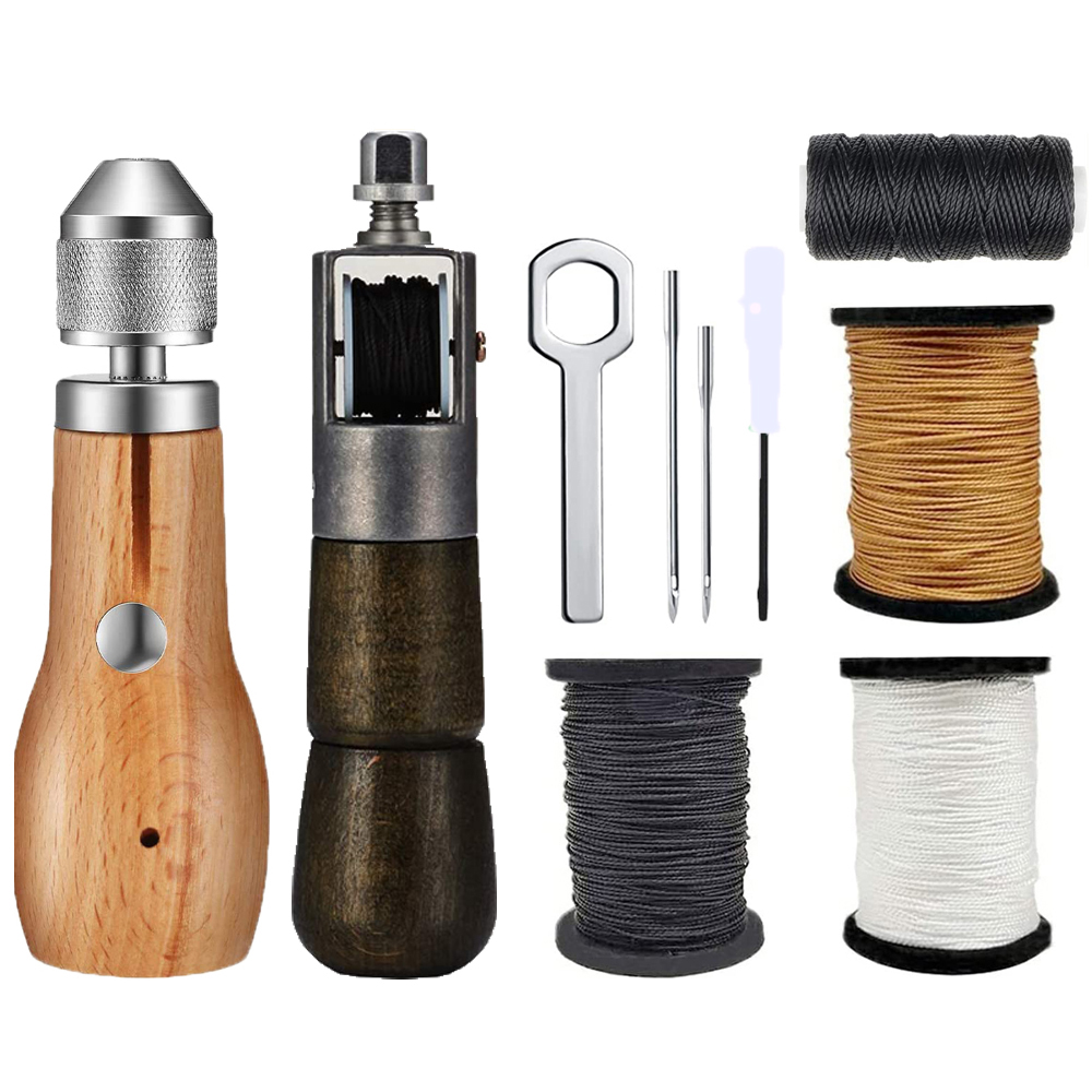 kit filo punteruolo per cucire in pelle macchina da cucire a mano veloce serratura cucitrice aghi per filo strumento di riparazione su tela per calzolaio artigianale fai da te