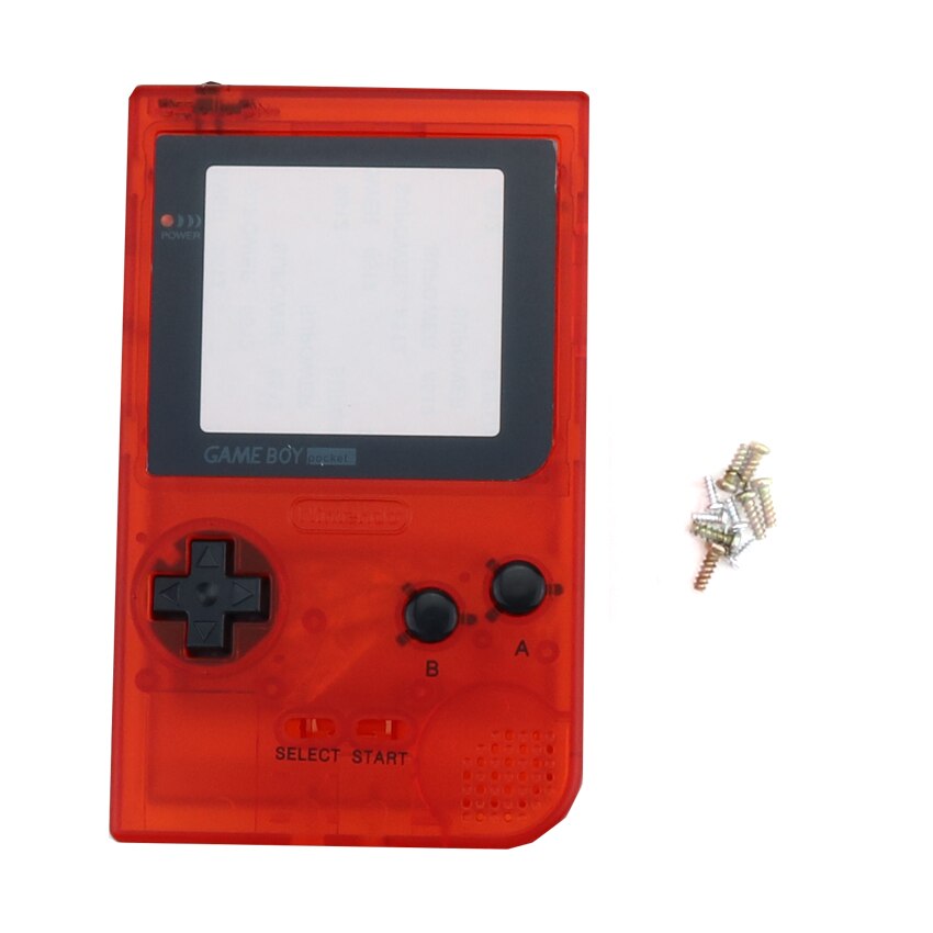 JCD 1PCS Plastic Full Case Cover Housing Shell Replacement for Gameboy Pocket Game Console for GBP Shell Case W/ Buttons Kit: S Clear Red