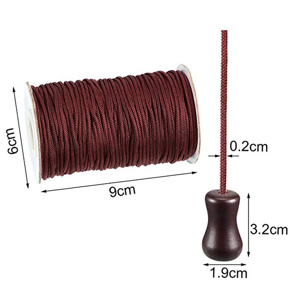 1.8 mm Brown Braided Lift Shade Cord 55 Yards/Roll with 4 Pieces Brown Wood Pendant for Aluminum Blind Shade Gardening Plant