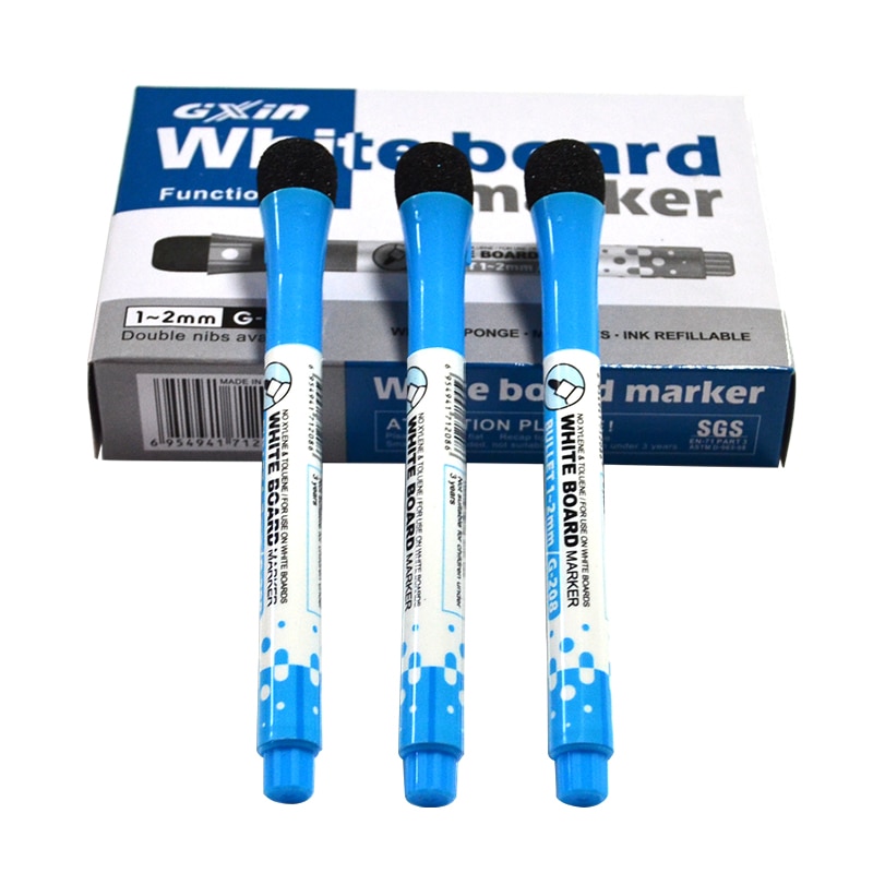 12 Pcs Magnetic Whiteboard Marker Pen,Dry Erase Markers Multi Function Pen Grey/Pink/Blue For Stationery School Supplies