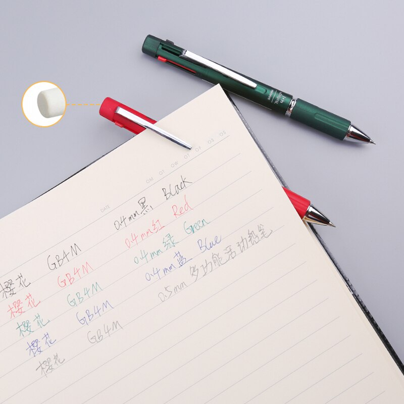 1Pcs SAKURA 5-IN-1 multi-functional color gel pen (0.5 automatic pencil + 0.4mm 4-color gel pen) low center of gravity writing