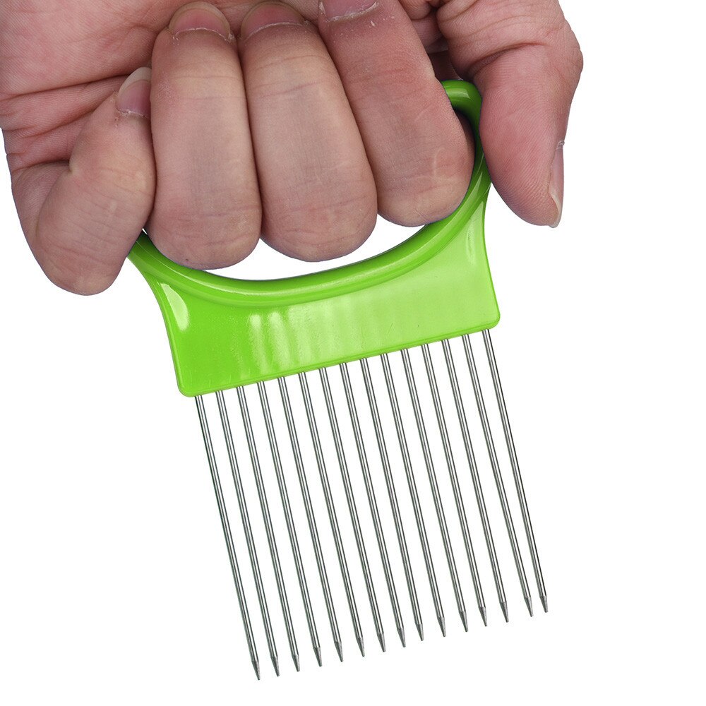 kitchen accessories stainless steel onion needle tomato slicer easy to cut stainless steel onion fork vegetable slicer Tools