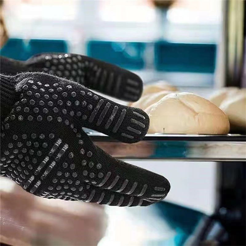1/2 Stück hochtemperaturbeständige Grillhandschuhe, feuerfeste Ofenhandschuhe 500 800 ℃ Wärmeisolierende Mikrowellenhandschuhe zum Grillen