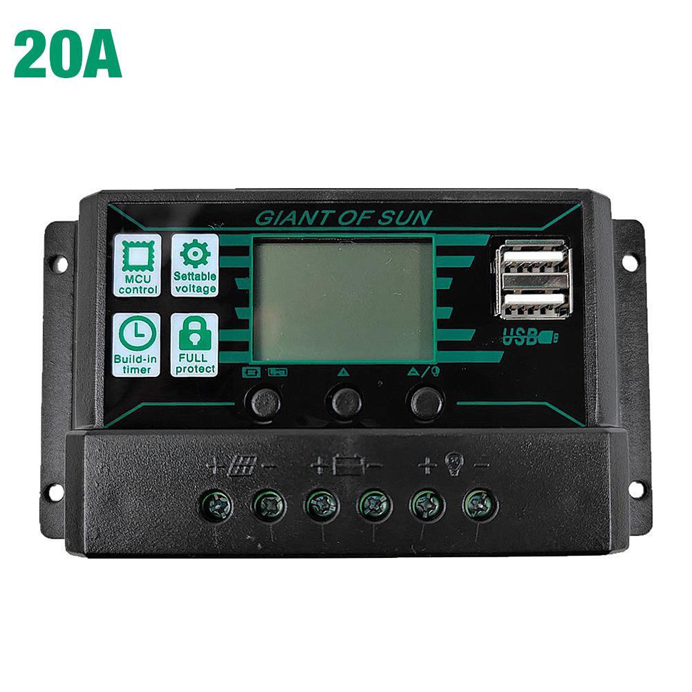 12V/24V MPPT/PWM 2-in-1 Solar Charge Controller Solar Panel Battery Intelligent Regulator With Dual USB Port And LCD Display