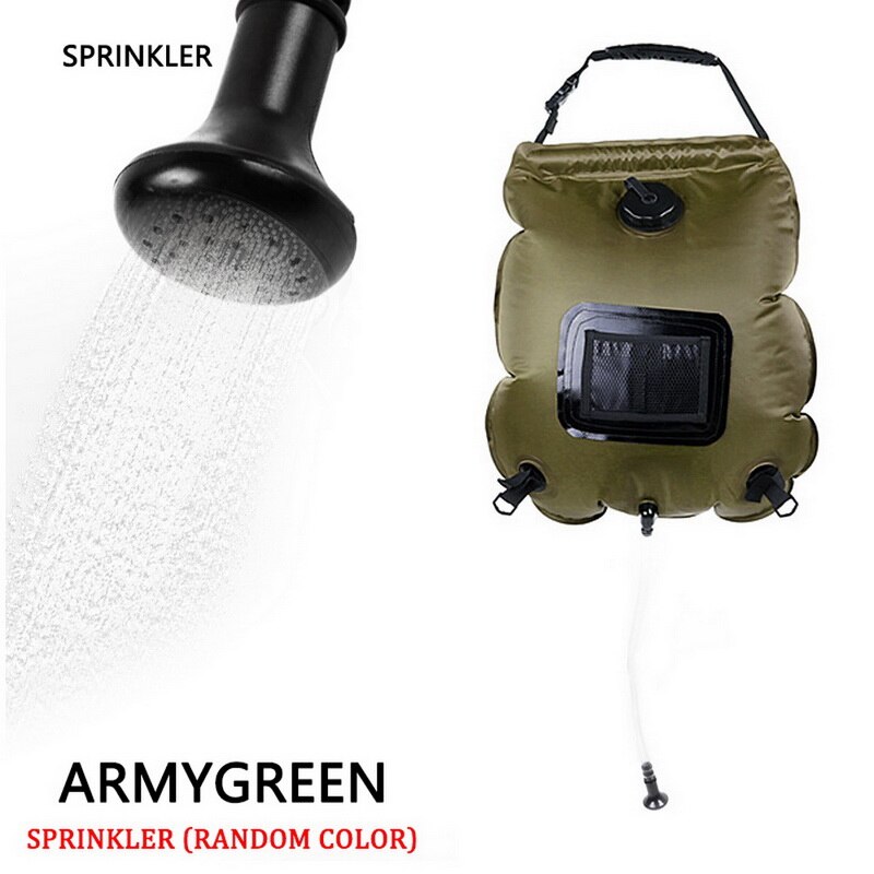 20L Outdoor Water Bag Leak Proof Solar Power Shower Bag Portable Camping Shower Bags Outdoor Accessories: army green