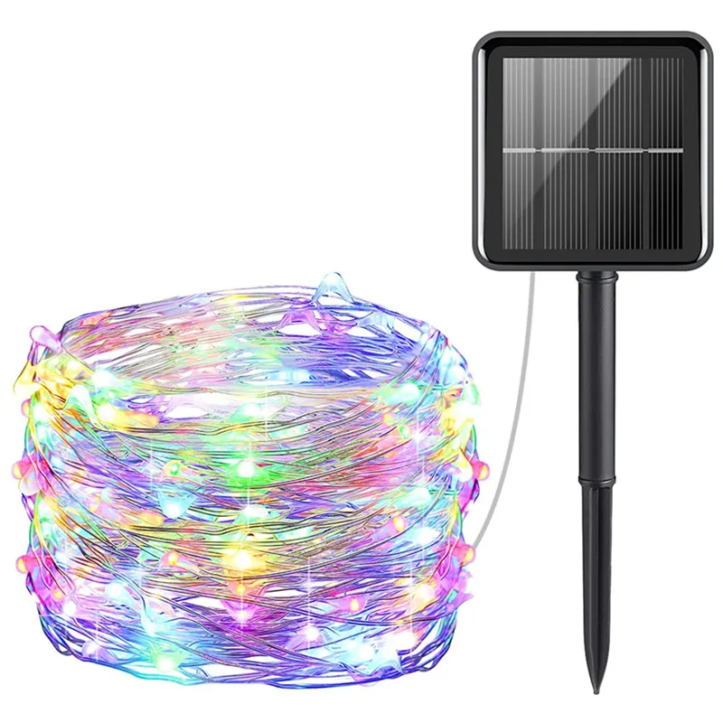 Solar String Fairy Lights 12M 100LED / 22M 200 LED Waterdichte buitenslinger Zonne-energie Lamp Kerstmis voor tuindecoratie: Moon Blue / 0-5W