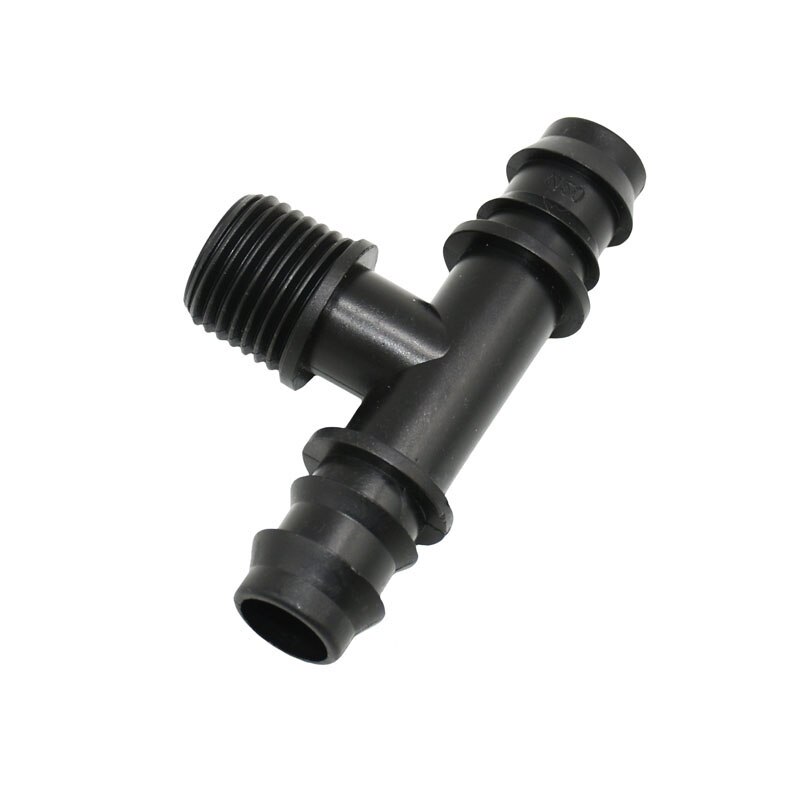 Mannelijke draad 1/2 "  to16mm 20mm tuinslang t-stuk waterverdeler  g1/2 to 1/2 3/4 2-- weg t-stuk weerhaakconnector 50 stuks