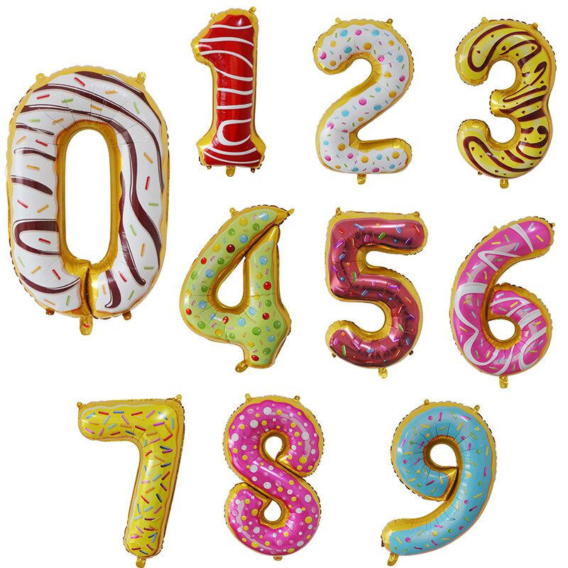 1 Uds. De Globos de aluminio con forma de número de 0 a 9 para donuts de 30 pulgadas, globo de decoración para Baby Shower, suministros de decoración para de cumpleaños, Globos de aire