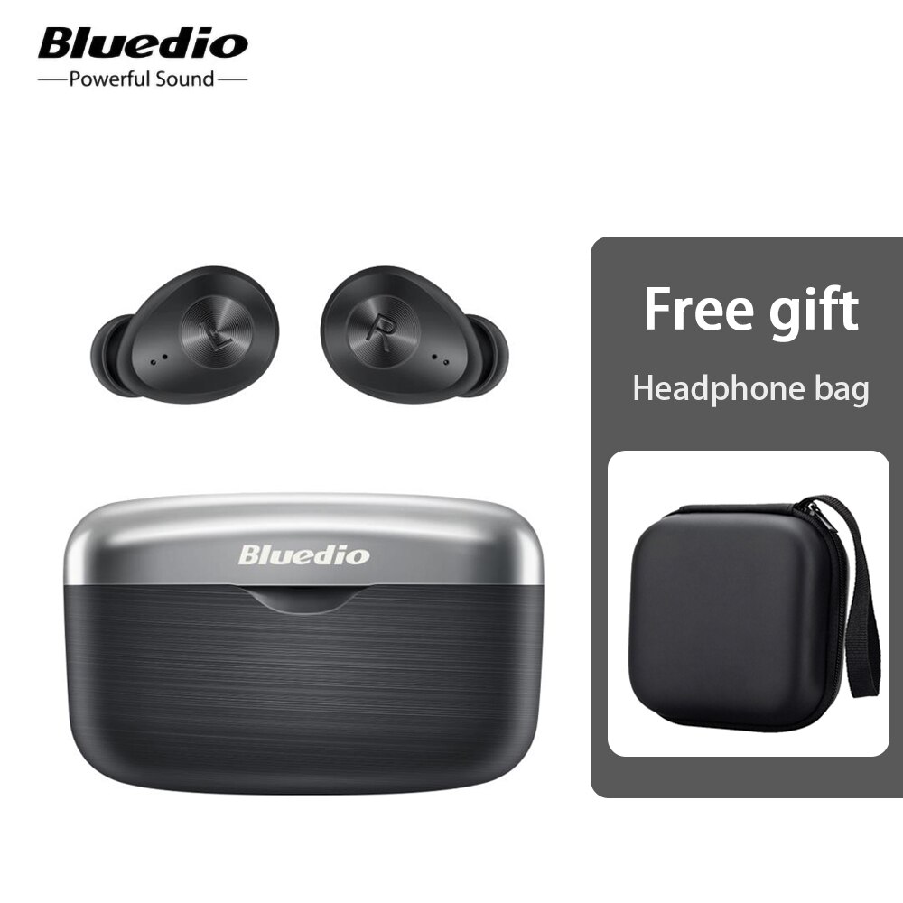 Bluedio fi bluetooth oordopjes waterdicht, echt draadloos, sport oordopjes, tws hifi aptx met microfoon, game-ervaring, in-ear touch headset: Zwart met hoesje