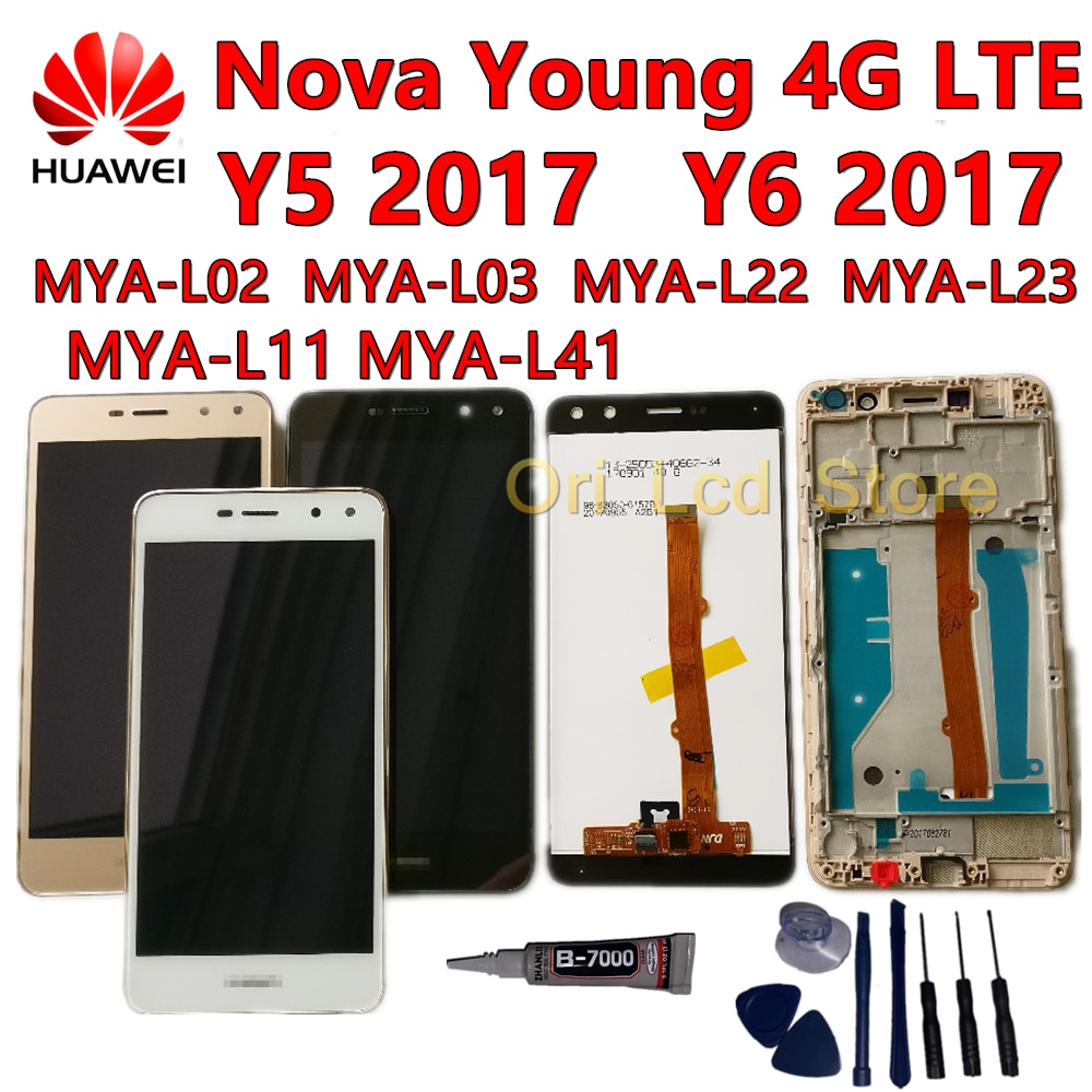 For HUAWEI Nova Young 4G LTE / Y6 / Y5 LCD display touch screen with frame for MYA-U29 MYA L11 L22 L41 U29 L02 L03 LCD