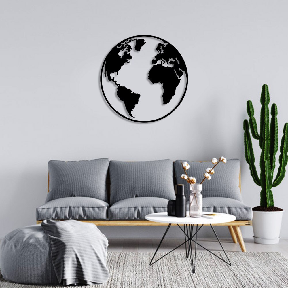 Wereldbol ronde wandtafel decoratieve woonaccessoire houten tafel 50 x 50cm