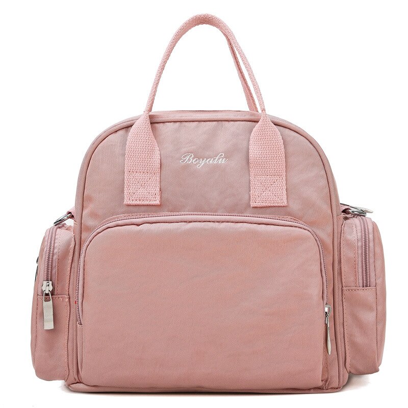 Luiertas Kleine Aantal Multi-Functionele Stijl Mother 'S Tas Hand Lichtgewicht Rugzak Schouder Luiertas: Pink Simple
