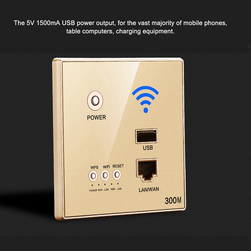 300Mbps Power AP Relay Intelligent Wireless Smart WIFI Repeater Extender Wall Embedde 2.4GHz Router Panel with USB Socket