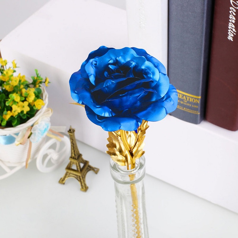 5Pcs Valentine's Day 24K Gold Plated Golden Rose Flower Wedding Festive Party Decoration Without Box