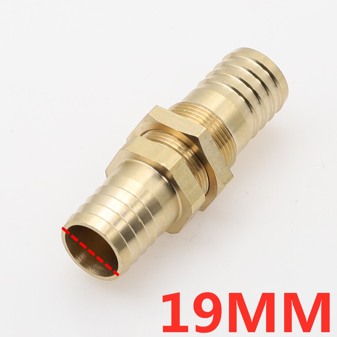 Raccord de Tube barbelé en laiton pour cloison 6/810/12/14/16/19mm, adaptateur de connecteur de coupleur de Tube barbelé pour carburant, gaz, eau, cuivre, 1 pièce: 19MM Barb