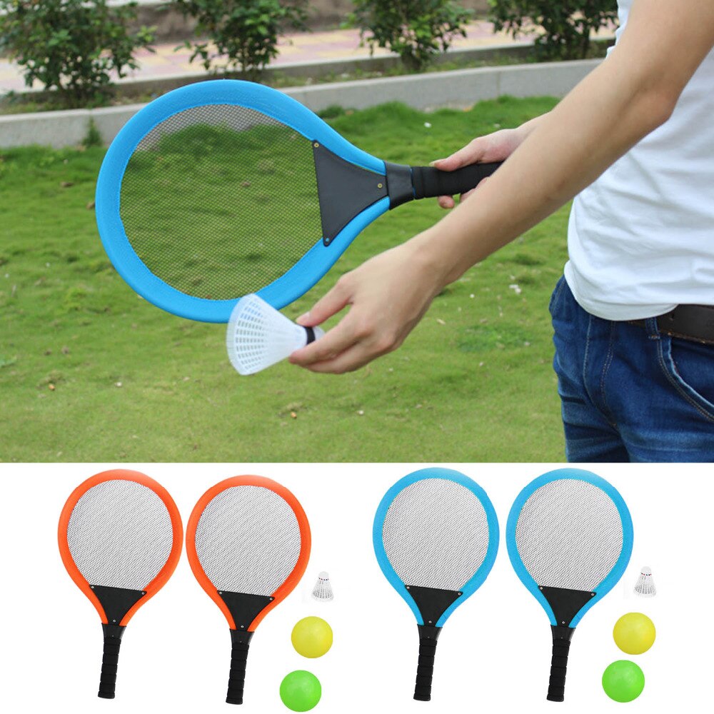 1 paar Kids Grappig Outdoor Sport Spel Speelgoed Tennisracket Badminton Rackets met 2 stks Ballen 1 stks Shuttle voor kid Kinderen