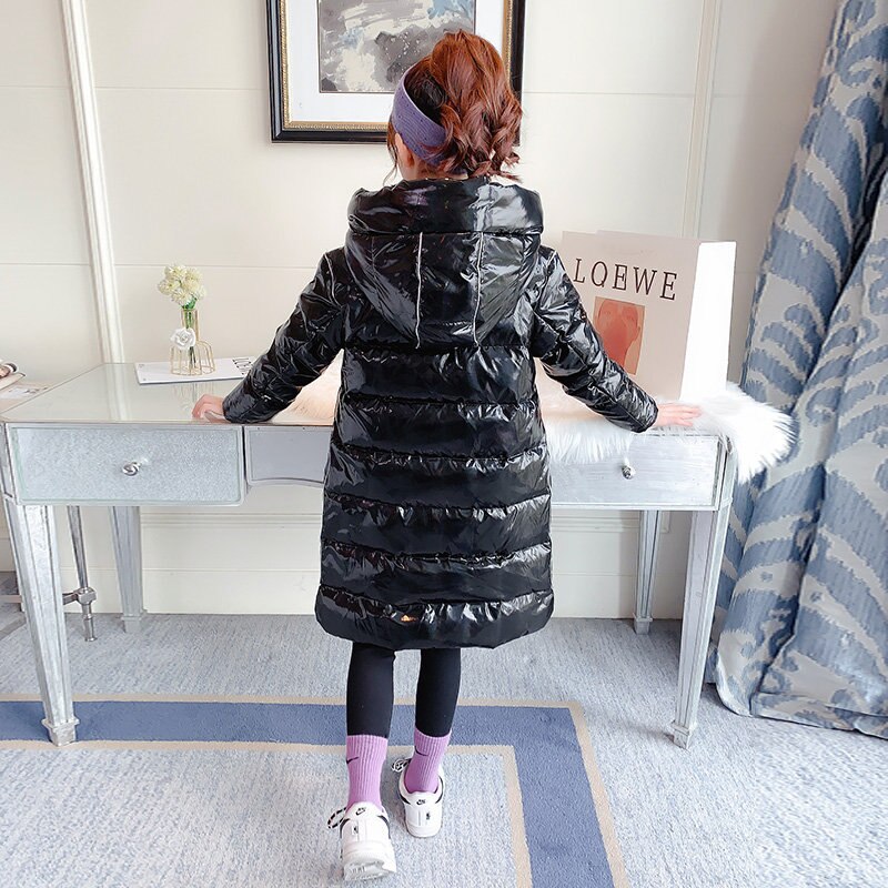 Winter Kids Girls Jacket Coat Hooded Lange Bovenkleding Waterdichte Heldere Reflecterende Kinderkleding 4 5 6 7 8 9 10 11 12 13