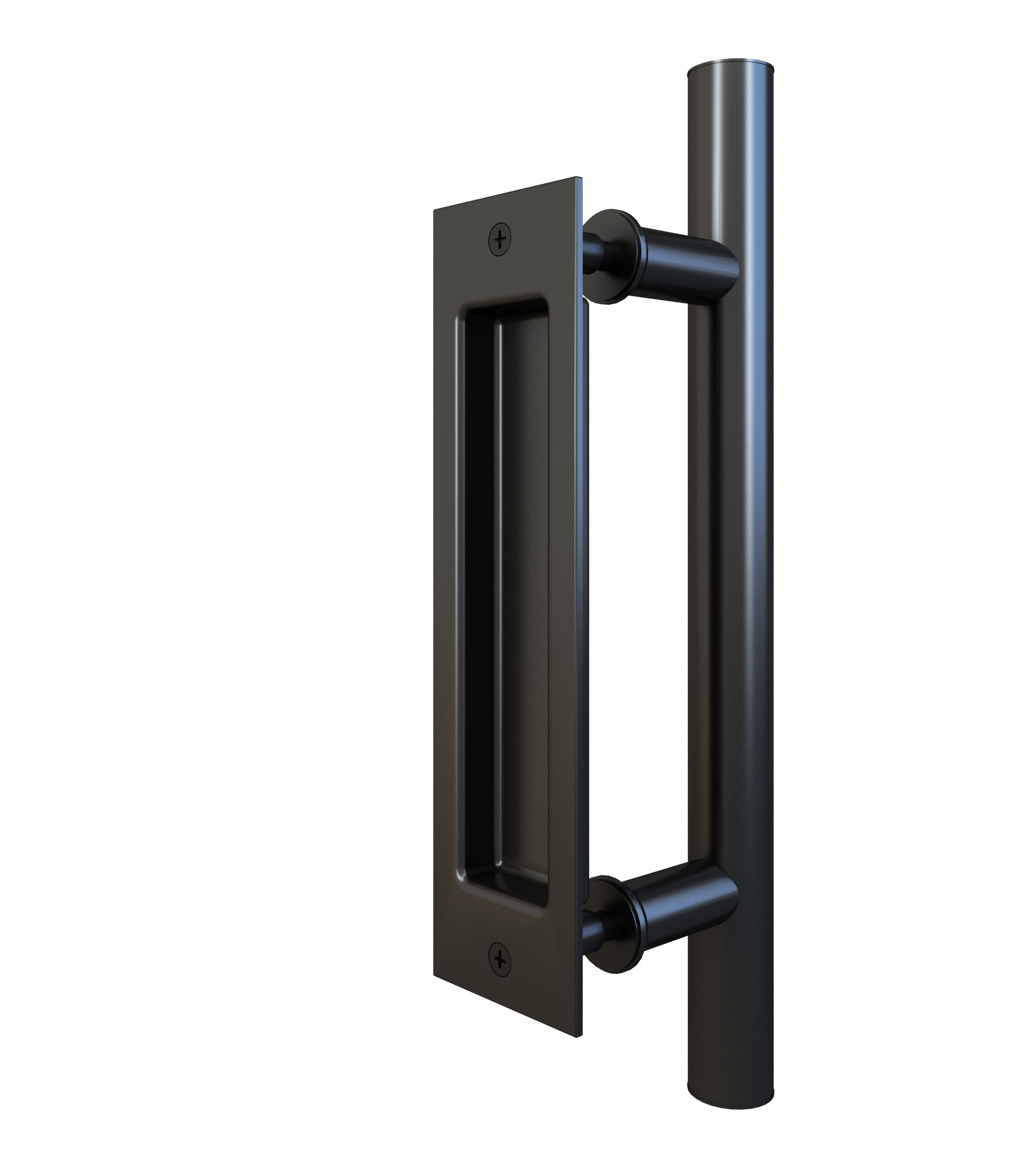 DIYHD 12“ Smooth Barn Door Two Side Black Handle Bar Flush Pull