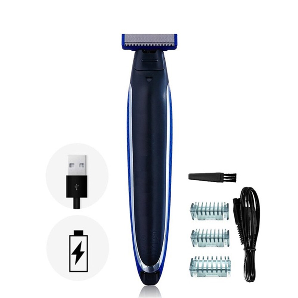 USB Rechargeable Men Shaver Edged Razor Nose Hair Trimmer Multifunction Trims Full Kit Shaver: Only shaver
