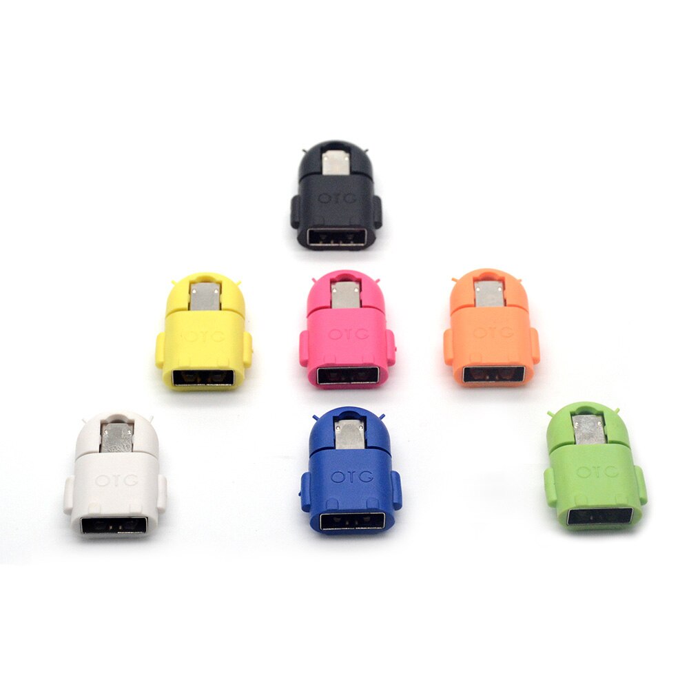 Portable Multi Color Robot Shape Android Micro USB To USB Converter OTG Adapter