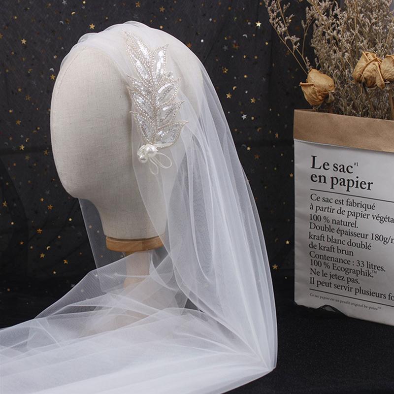 Coiffe à la main blanc mantille Sequin voile mariage voile cheveux accessoires chapeaux pour mariage femmes mariée