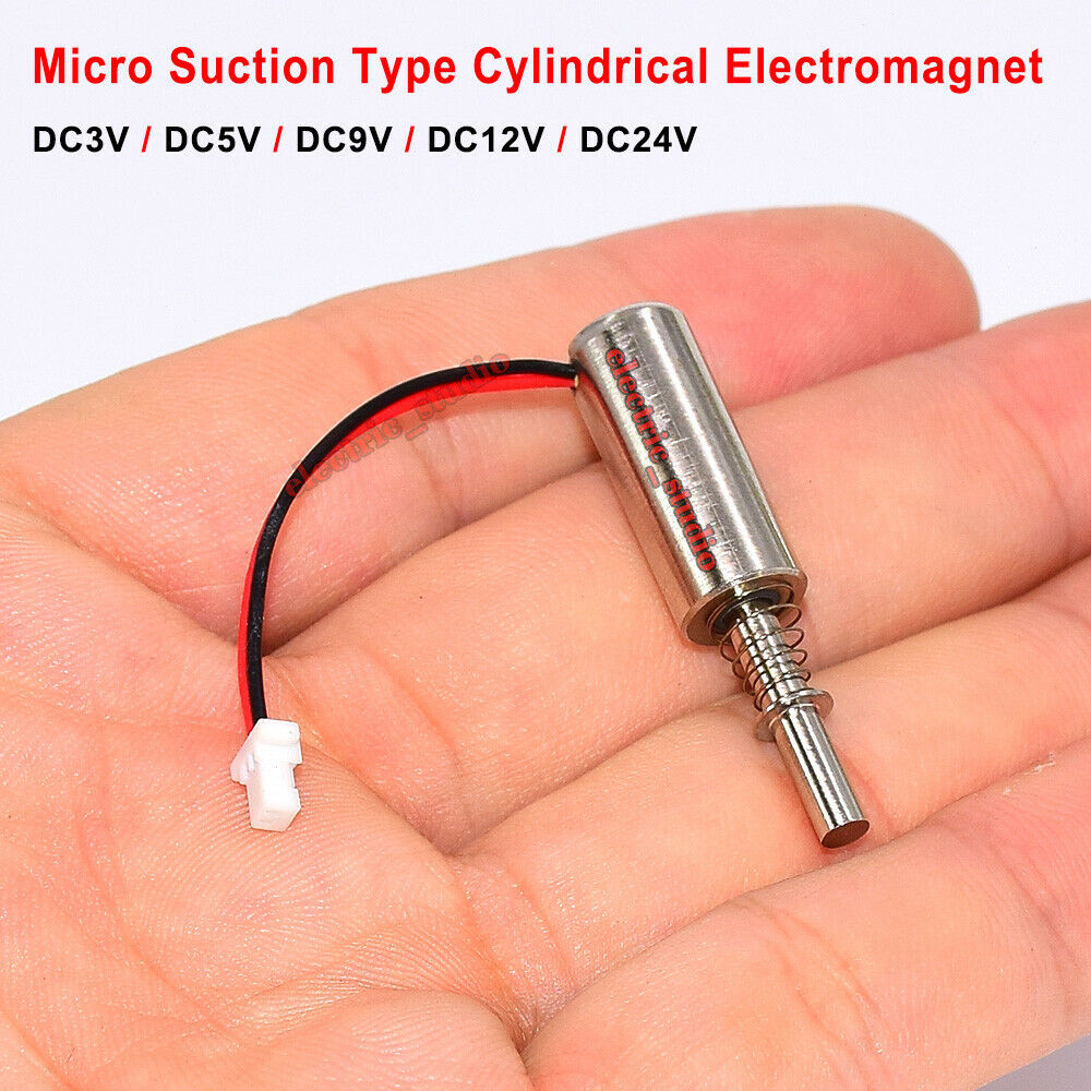 DC 3V/ 6V/ 9V/12V Cylindrical Suction Solenoid Electromagnet Big Push &amp; Pull for Mini Fingerprint Lock 8mm Magnet Magnet Ring