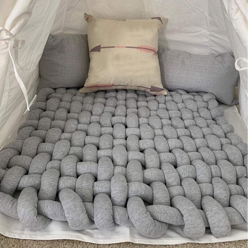 Tapis de couchage pour bébé space knot, tapis carré en coton doux, décoration de chambre d'enfant pour nourrissons, tout-petits et enfants, gris