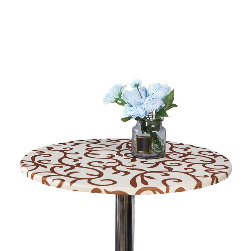Simple Elastic Printing Round Table Cover Style Home Wedding Party Decoration Elastic Tight Fit Fitted Table Clothes: C / 60cm