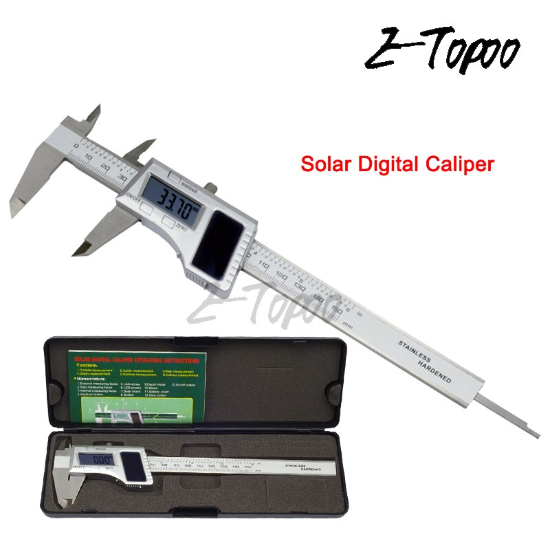 150mm 0.01mm Solar Digital Caliper Slider Caliper Solar Power Stainless Steel Digital Caliper Gauge Micrometer